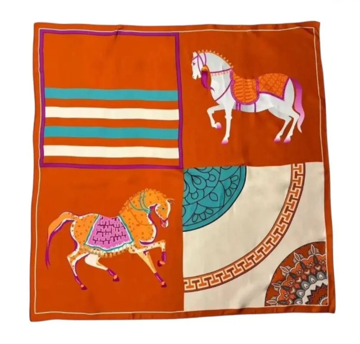 Collins Geometric Equestrian Print Scarf - Orange | Benaar La