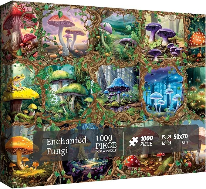 Colorful Mushroom Puzzle for Adult 1000 Piece, Mushroom Art Puzzle for Adults Painting, Fungi Jig... | Amazon (US)