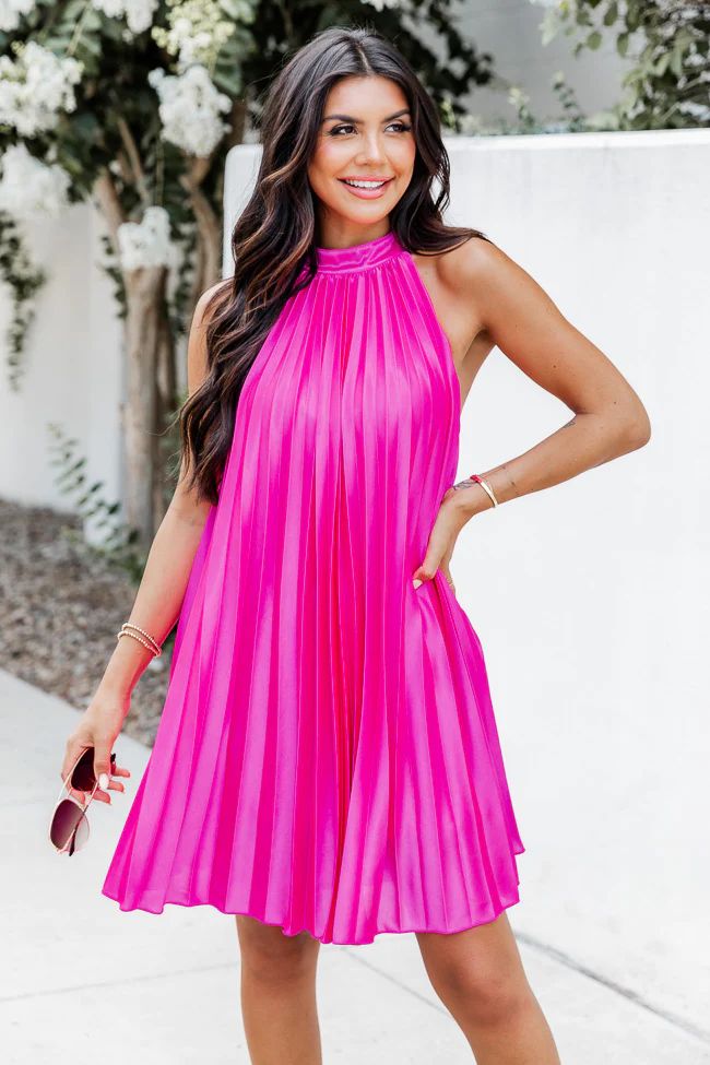 Into The Night Pink Halter Mini Dress FINAL SALE | Pink Lily