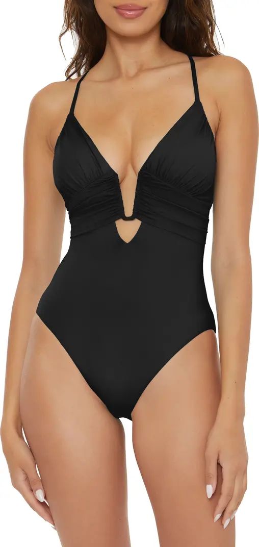 Color Code Plunge One-Piece Swimsuit Black One Piece Swimsuit Black Swimsuit Black Swimsuits 2024 | Nordstrom