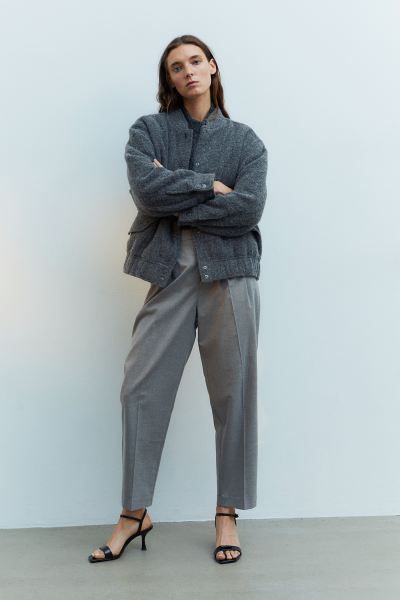 Ankle-length trousers - Grey - Ladies | H&M GB | H&M (UK, MY, IN, SG, PH, TW, HK)
