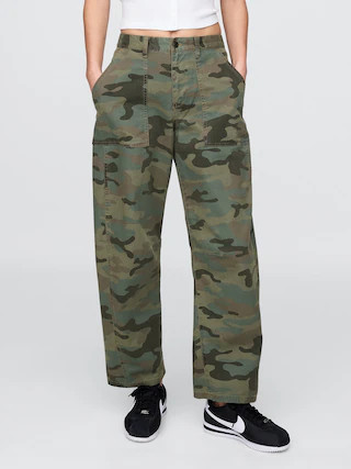Mid Rise Twill Barrel Pants | Gap (CA)