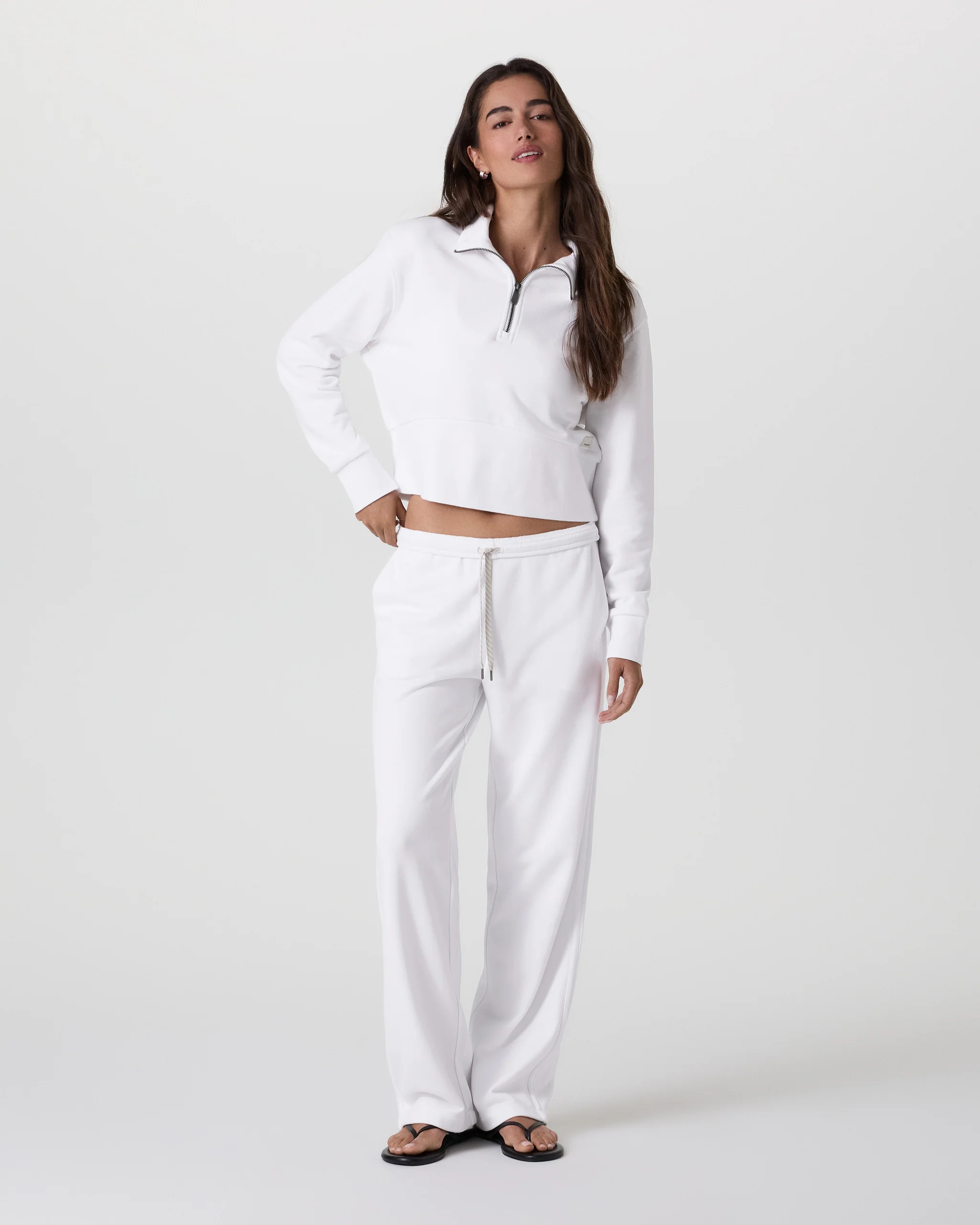 Sedona Cropped Half Zip | White | Vuori | Vuori Clothing (US & Canada)