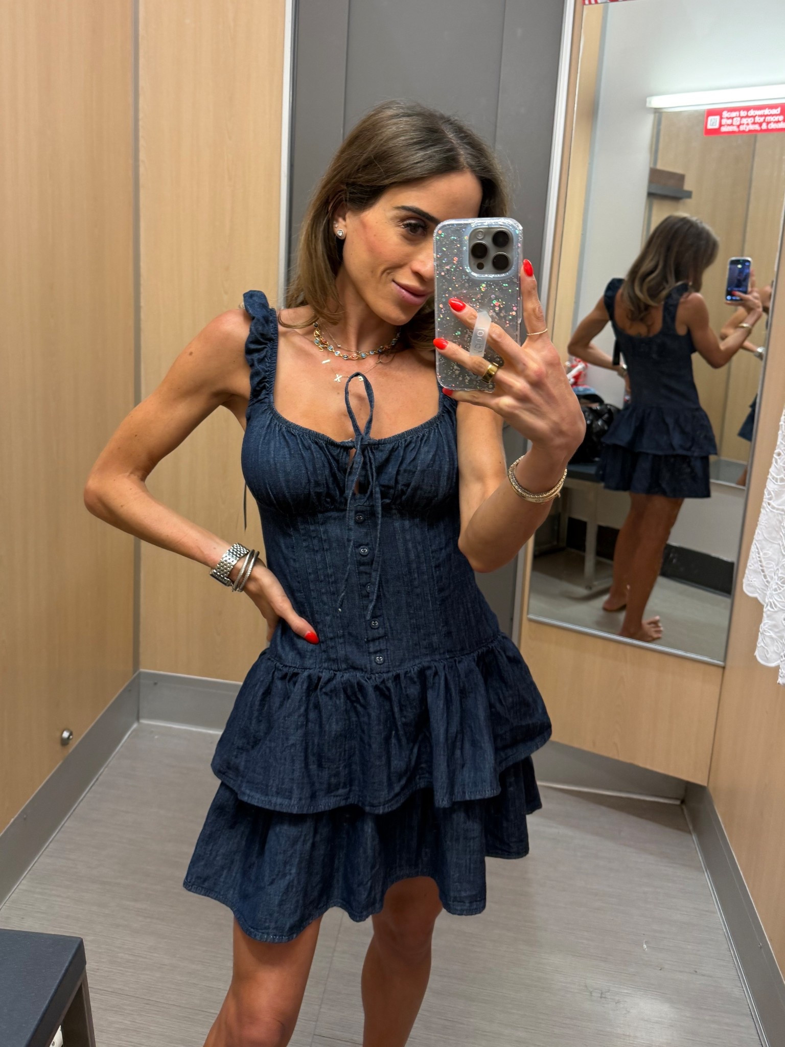 Super cute denim tiered dress size xxs 

#LTKootd #LTKPetite