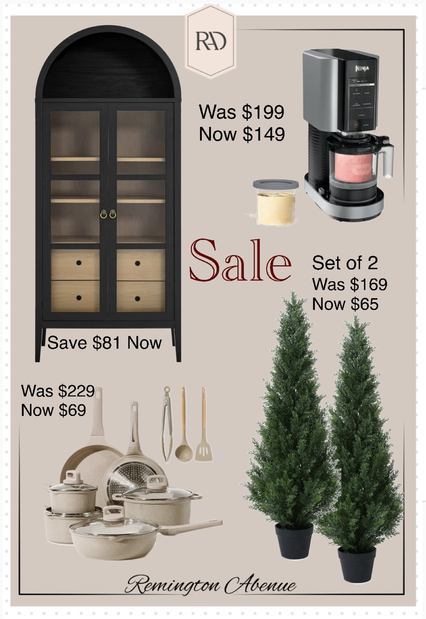 @walmart Labor Day deals! #walmartpartner
Here are some of my Personal favorites! 
🖤Arched cabinet with drawers 
Was $550 now $469
🖤also linked similar versions (just no drawers 
🖤set of 2 cedar 4ft topiaries (indoor/outdoor) was $169 now $65
🖤ninja creamy was $199 now $149
(Lower than prime day sale-good deal)
🖤carrot nonstick granite pot/pan set was $299 now $69

#walmarthome 

#LTKSaleAlert #LTKHome