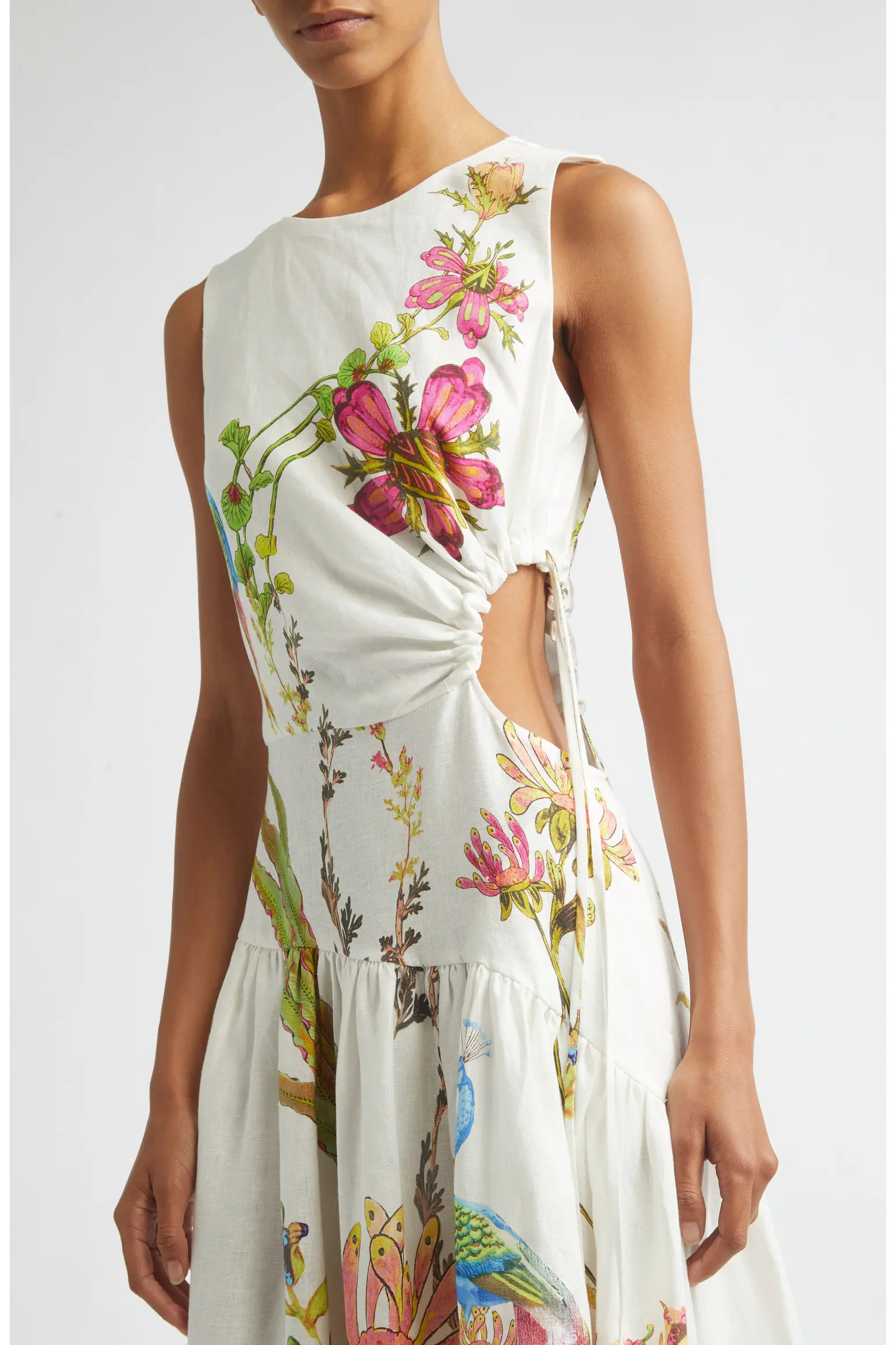 Bianca Placed Floral Linen Dress (Women) | Nordstrom | Nordstrom