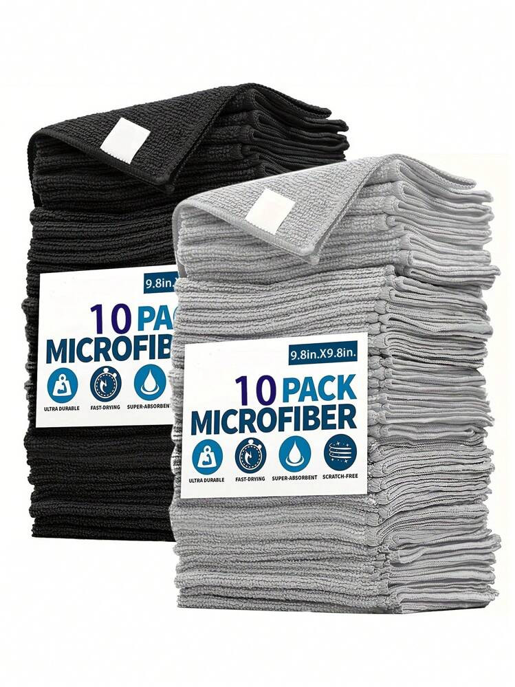 5/10/ Kitchen Towel, Ultra-Fine Fiber Light Gray Cleaning Cloth Set, Absorbent, Soft And Stain-Removing Cloth, For Cleaning Glass, Cooking Bench, Pot, Bowl, Water Tap, Lampblack Machine,Car Wipe Cleaning Cloth,Kitchen,Bathroom,Home,Household Suppliers | SHEIN