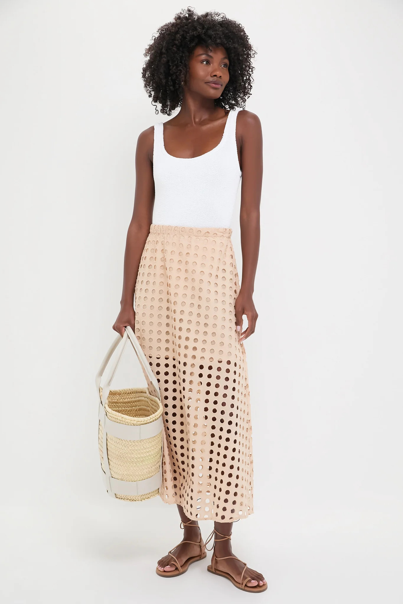 Tan Cotton Eyelet Eve Skirt | Tuckernuck (US)