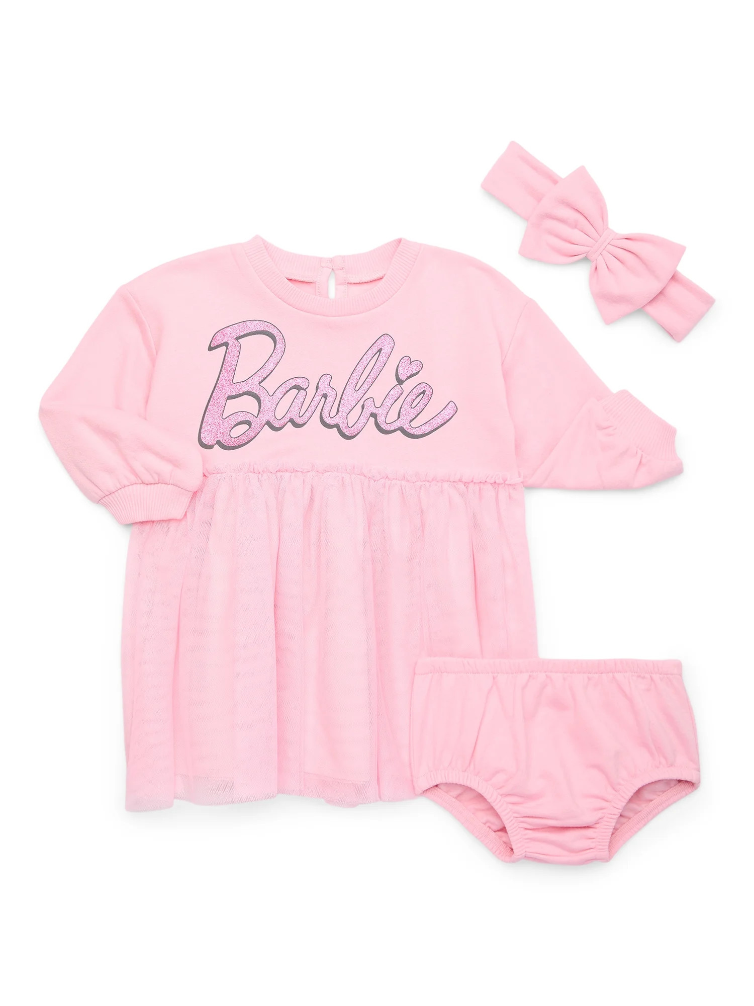 Barbie Baby Girls Tutu Dress, Diaper Cover & Headband, 3-Piece Set, Sizes 0/3 Months -24 Months | Walmart (US)