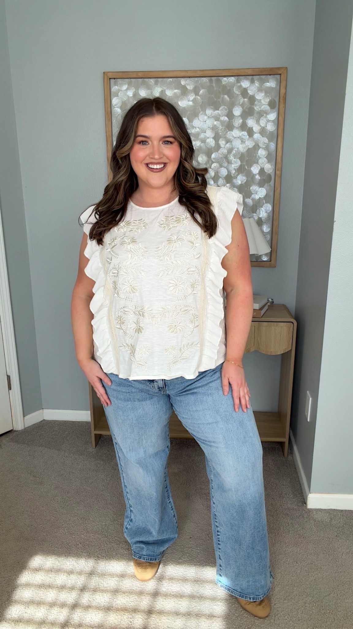 The cutest spring outfit from Maurices! I am loving the ruffles paired with the embroidery on this tank top and the color of these is absolutely beautiful. This look is screaming spring and I am completely here for it. Spring outfit inspired,

#LTKSeasonal #LTKSaleAlert #LTKPlusSize