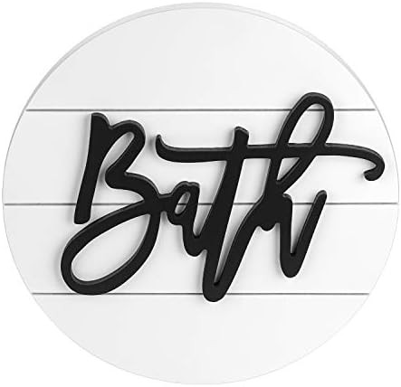 Modern Rustic 3D Bath Sign,Shiplap Farmhouse Bathroom Round Sign for Wall Hanging Decor, Handcraf... | Amazon (US)