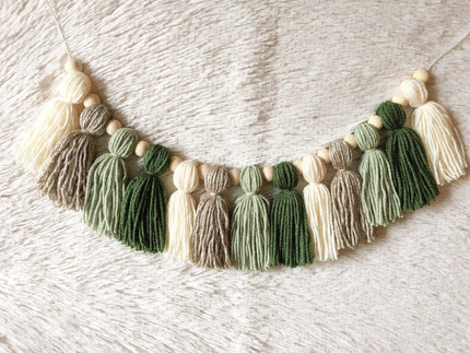 Click for more info about Forest Tassel Garland/Baby Nursery Decor/Home Decor/Wilderness/Green/Cream