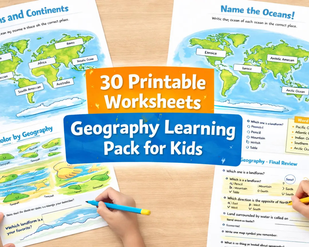 Kids Geography Workbook | 30 Printable Pages | Landforms, Map Skills & Continents | Grades 1–3 ... | Etsy (US)