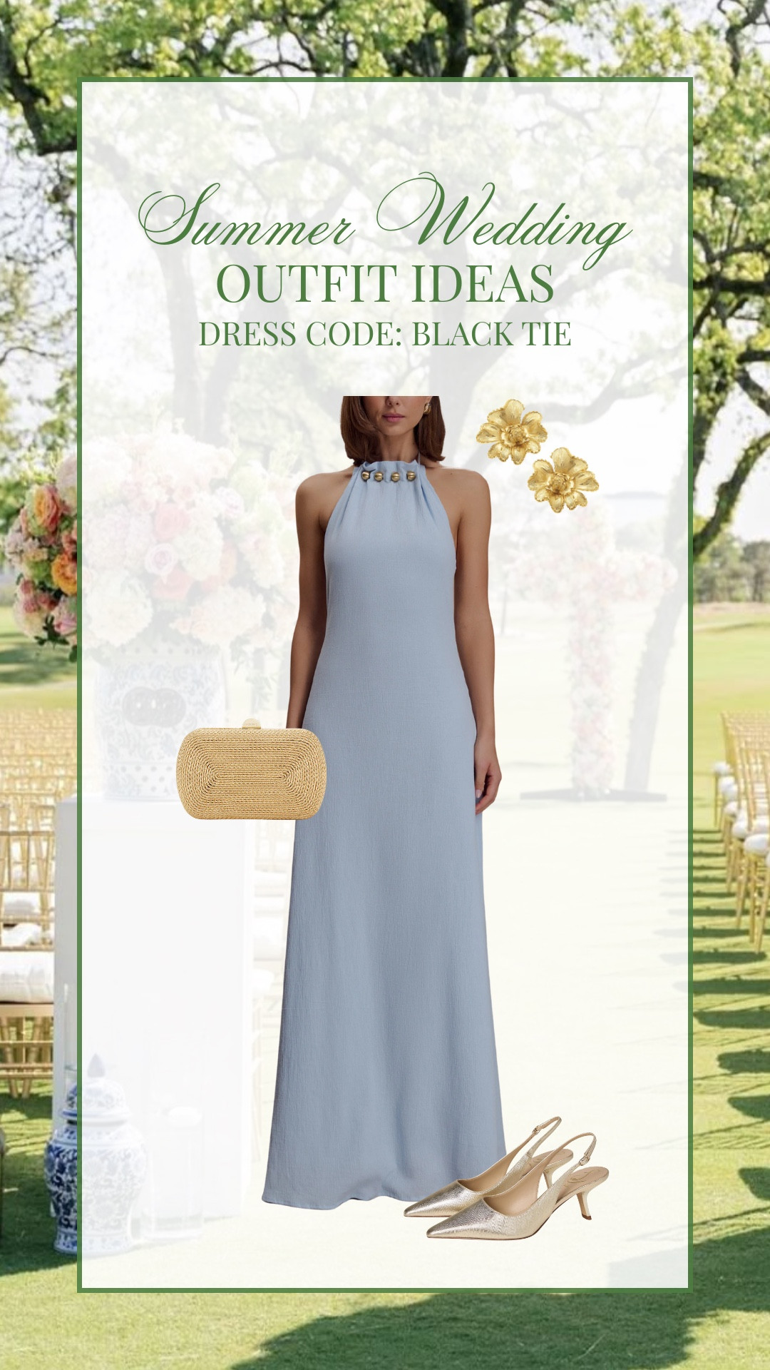 Summer black tie wedding guest outfit idea!