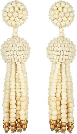 Amazon.com: Oscar de la Renta, Wooden Tassel Earrings, Ivory | Amazon (US)
