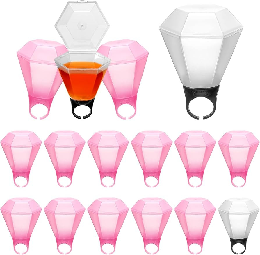 Hungdao Plastic Wedding Ring Shot Glass Diamond Ring Plastic Shot Glasses Bachelorette Shot Glass... | Amazon (US)