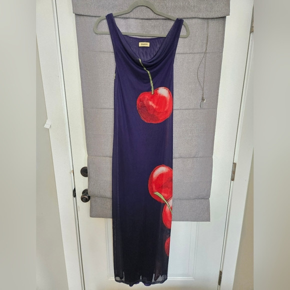 MUMA WORLD Navy Maxi Dress with Cherry Design | Poshmark