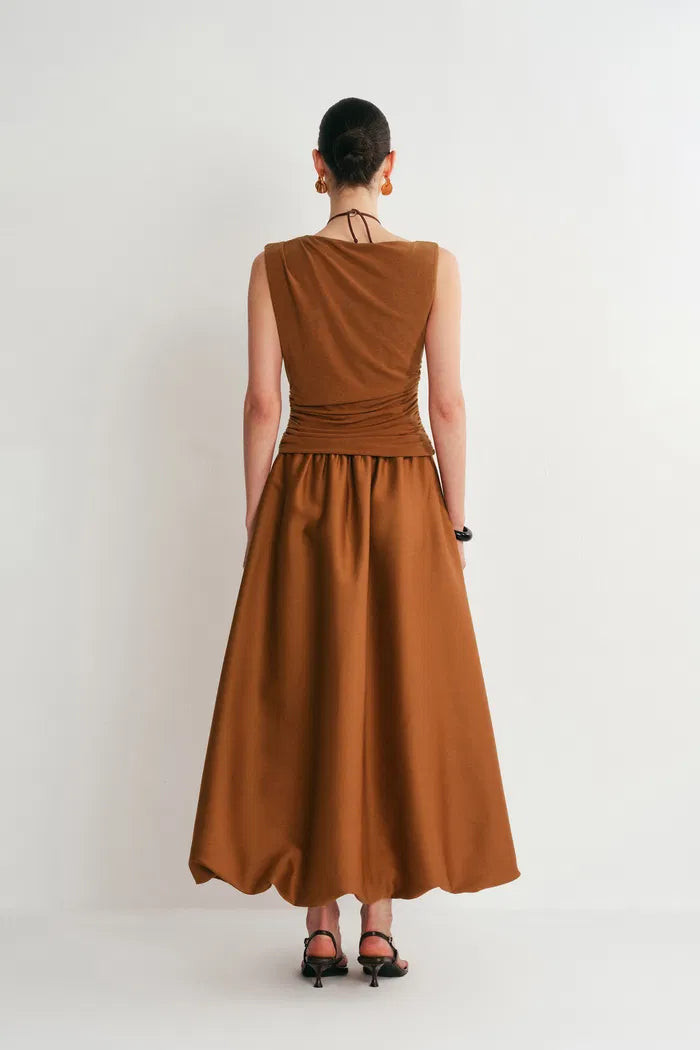 Cindy Bubble Dress in Tencel Merino Knit and Silk Wool Satin | Fabrique