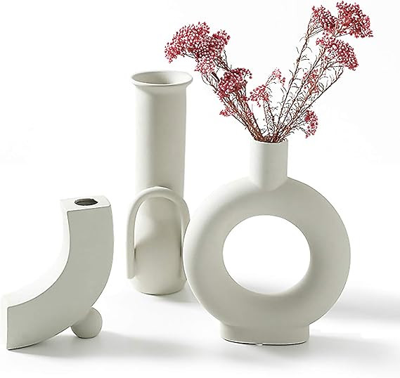 INGLENIX White Ceramic Vases Nordic Minimalism Style Decoration for Centerpieces, Kitchen, Office... | Amazon (US)