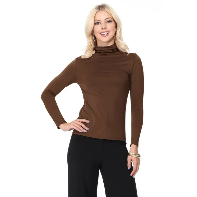Women's Solid Basic Casual Long Sleeve Turtleneck Lightweight Pullover Top Sweater Made in USA - ... | Walmart (US)