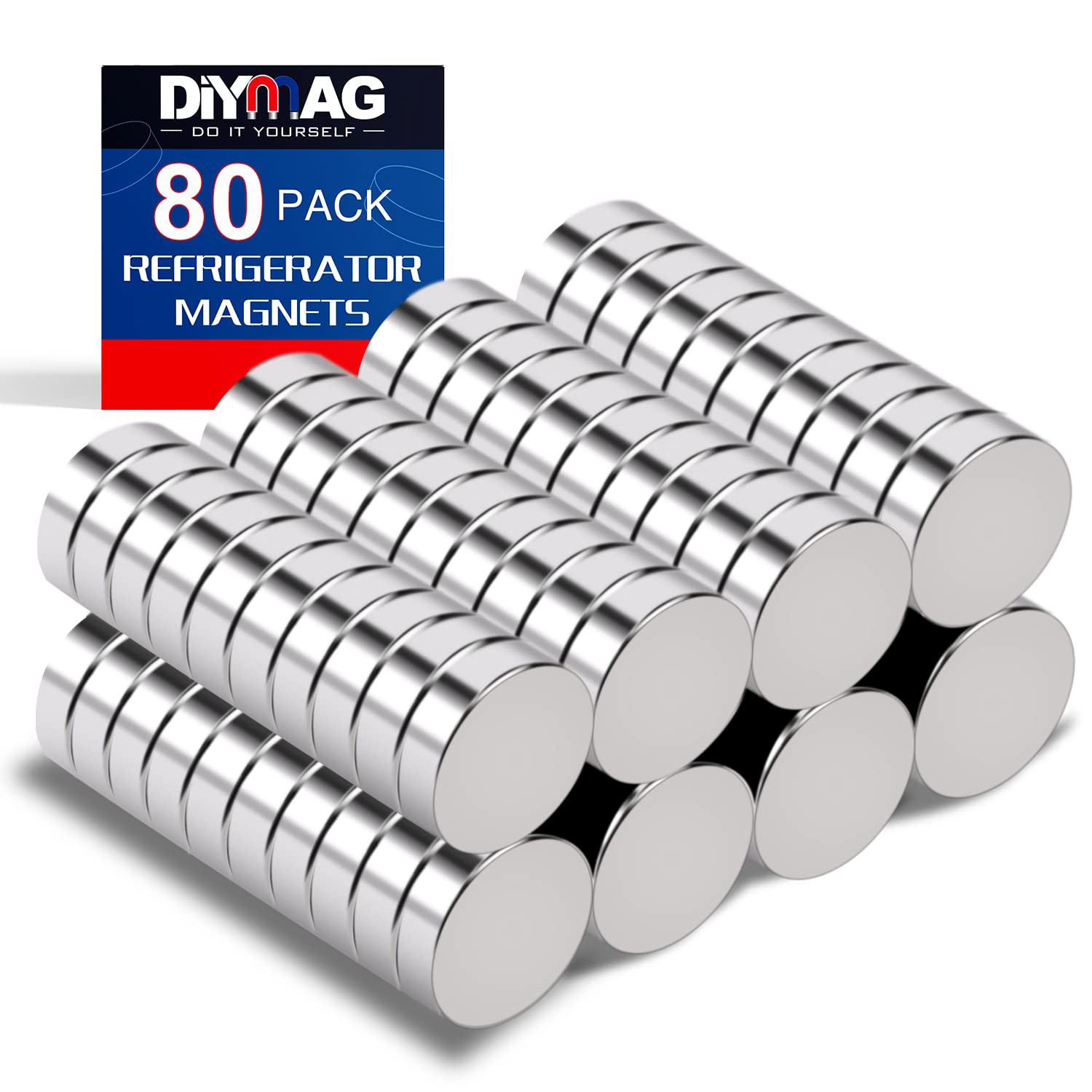 DIYMAG Magnets, 80 Pack Small Round Neodymium Magnets for Fridge, Tiny Refrigerator Magnets Mini ... | Amazon (US)