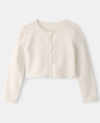 Girls' Toddler 2T-5T Scalloped Round Neck Cardigan Sweater | Macy's