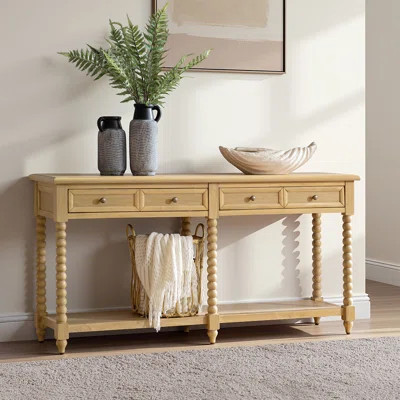 Aristidh 60"W Farmhouse Modern 2-Drawer Solid Wood Base Console Table | Wayfair North America