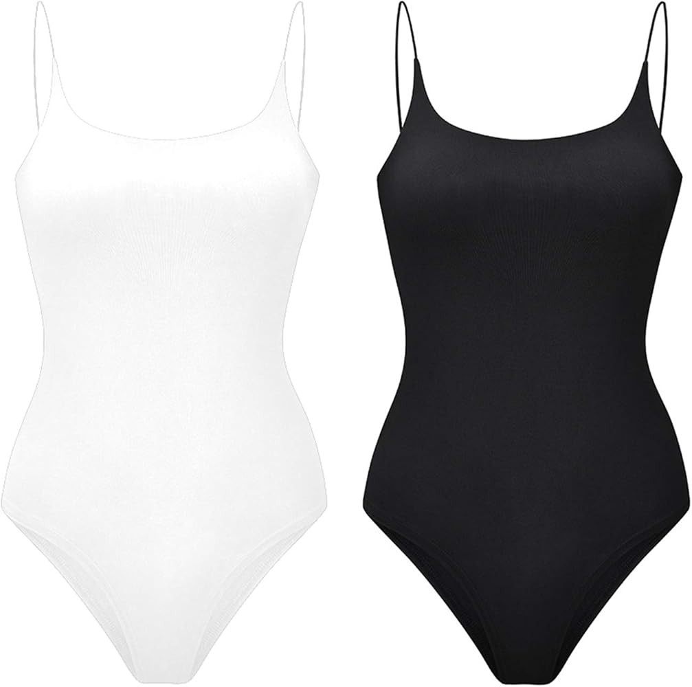 Amilia Women's Basic Casual Camisole Tank Leotard Bodysuit Tops Base Layer Cami Shirts Bodycon Ju... | Amazon (US)