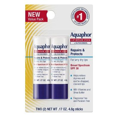 Aquaphor Lip Balm Repair Stick for Chapped Lips - SPF30 - 2pk/.34oz | Target