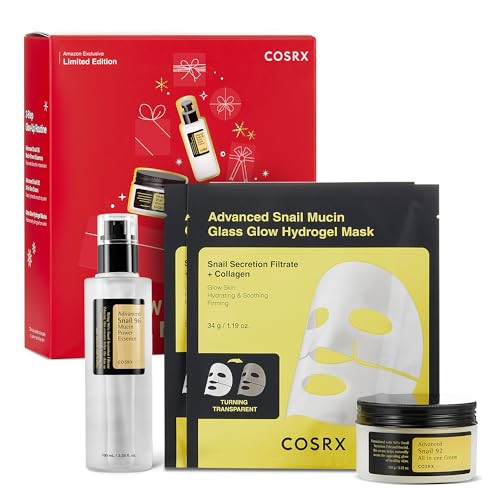 COSRX Snail Mucin Limited Holiday Gift Set with Snail Mucin Repairing Serum, Moisturizer & Collagen Face Mask, Korean Skin Care Set, Stocking stuffers, Gifts for Women, Amazon Exclusive | Amazon (US)