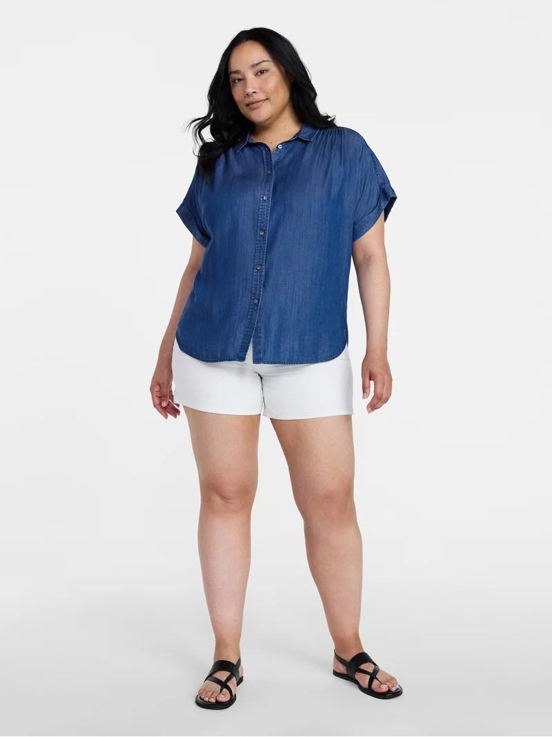 Time and Tru Women's High-Rise Denim Shorts, 5" Inseam, Sizes 0-22 | Walmart (US)