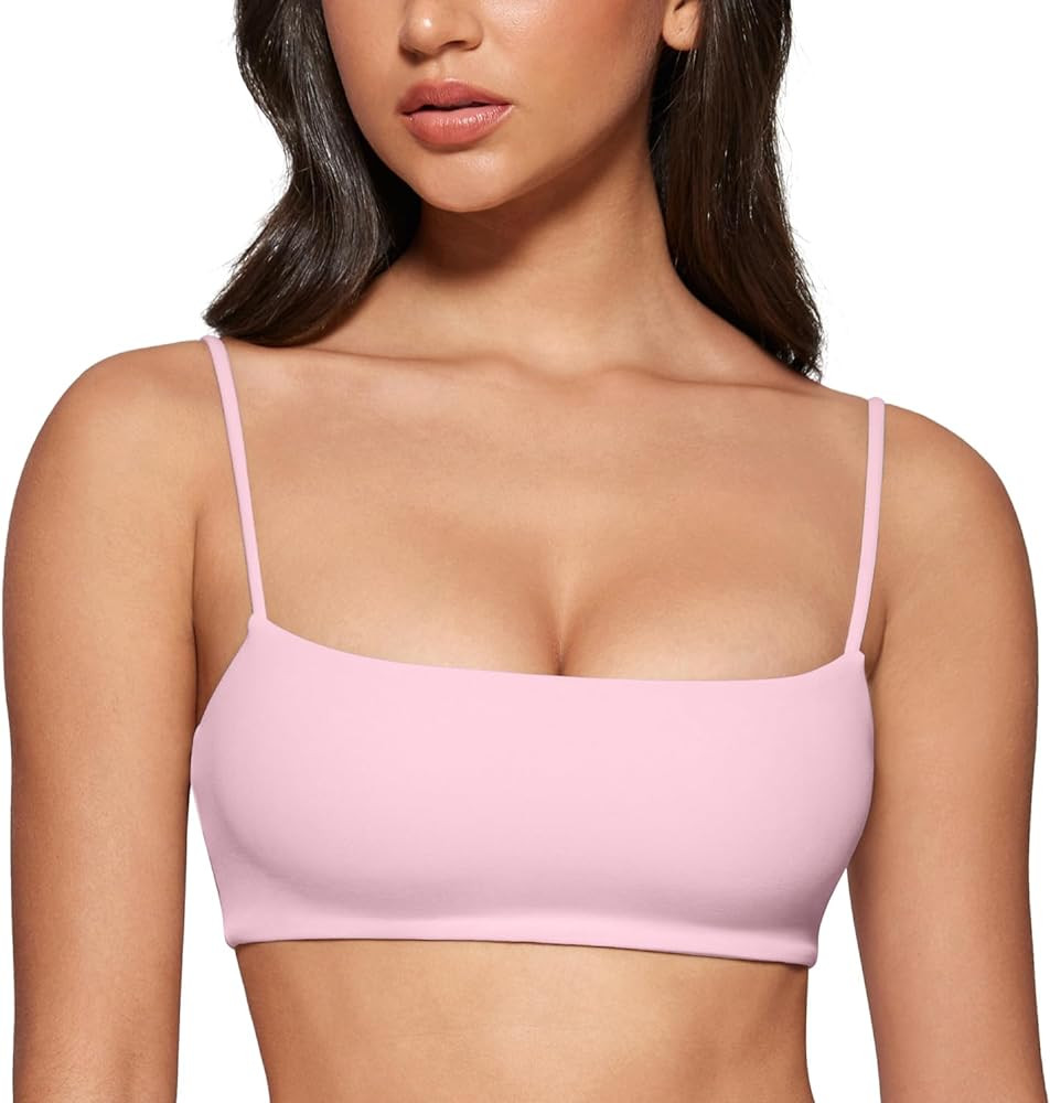 Square Neck Sports Bra Wireless Workout Bra Crop Top
        Women's, Spaghetti Strap, Padded, Ca... | Amazon (US)
