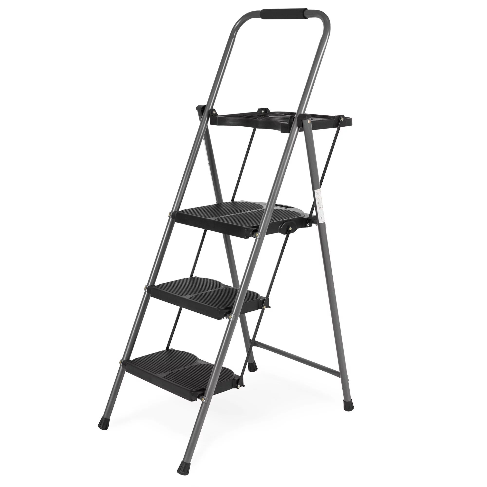 Best Choice Folding Steel 3-Step Stool Ladder Tool Equipment w/ Hand Grip, Wide Platform Steps, 3... | Walmart (US)
