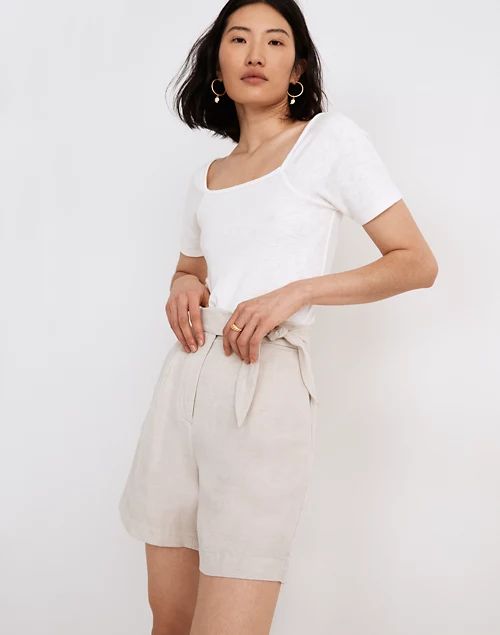 Linen-Blend Side-Tie Bermuda Shorts | Madewell