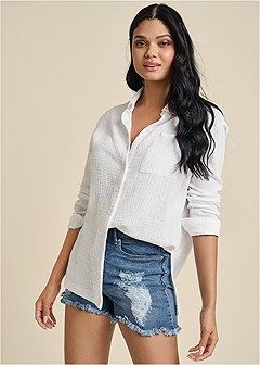 Textured Button-Down Top | VENUS