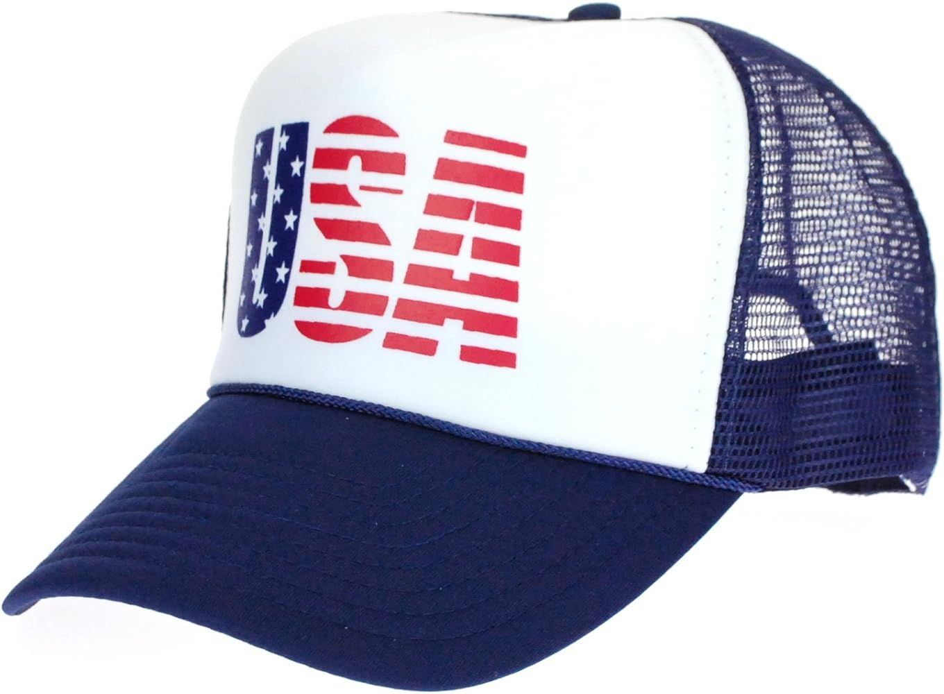 American Flag Patriotic USA Classic 5 Panel Mesh Snap Back Trucker Hat | Amazon (US)