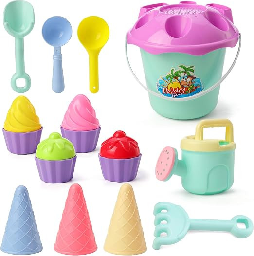 iefoah Ice Cream Beach Toys Cool Summer Vivid Color Ice Cream Sand Molds, Cake Sand Molds, Beach ... | Amazon (US)
