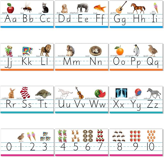 Alphabet Bulletin Board Set Manuscript ABC Number Line Wall Decorations for Pre School, Kindergar... | Amazon (US)