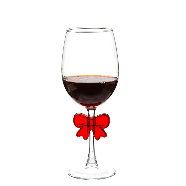 Red Wine Glass with Bow 15.5 OZ Holiday Time | Walmart (US)