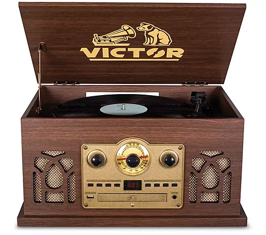 Victor Belmont 8-in-1 Wood Music Center | QVC