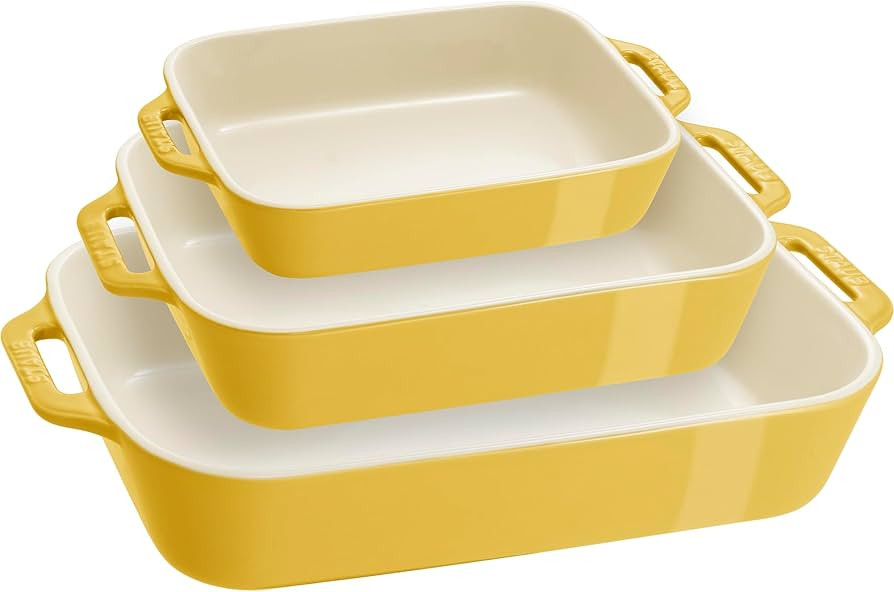 Staub 3-Pc Ceramic Baking Dish Set, Oven Safe Up To 570\u00b0F, Yellow | Amazon (US)