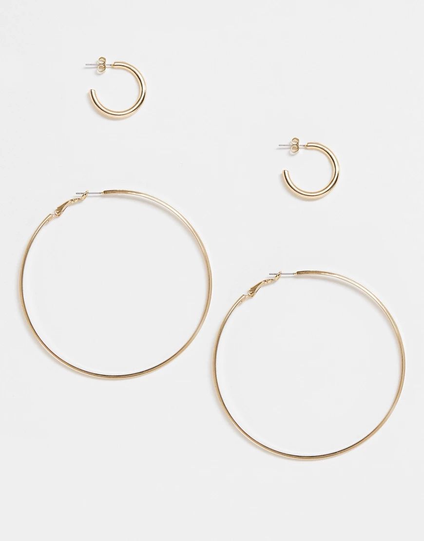 Pieces multipack gold hoops | ASOS (Global)