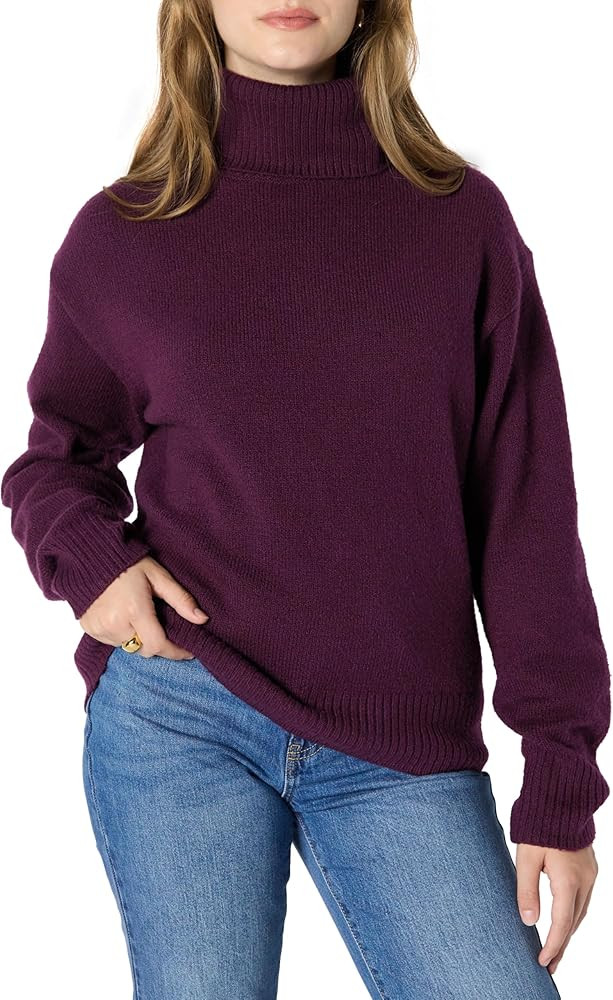 Amazon Essentials (Demi's Pick) Women's Relaxed-Fit Cotton Blend Turtleneck Pullover Sweater | Amazon (US)