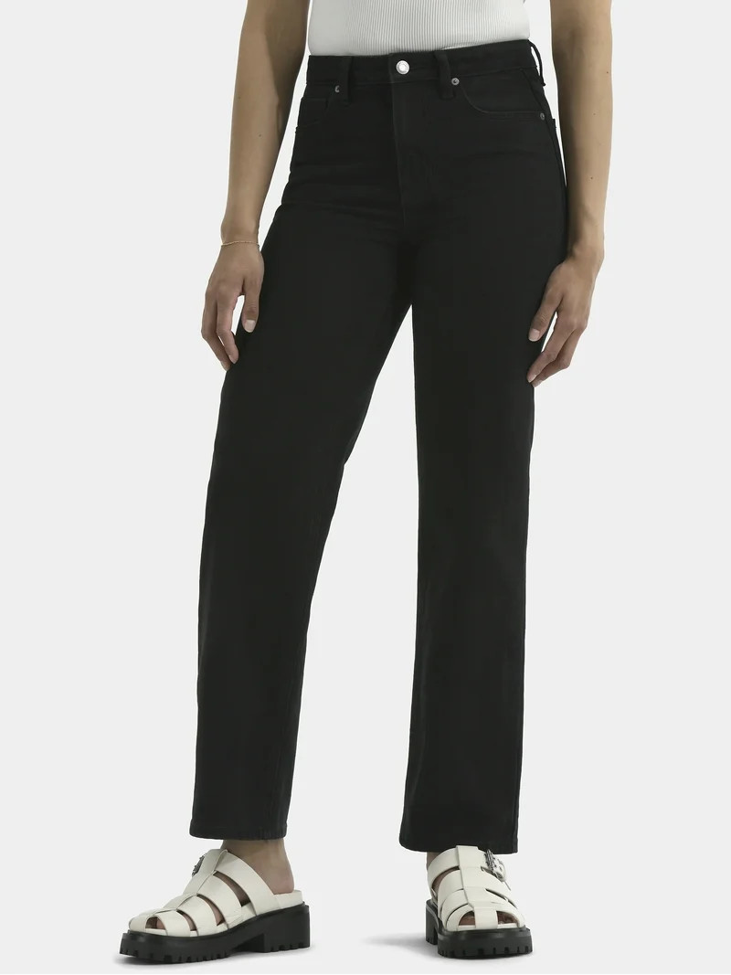 No Boundaries High-Rise Straight Leg Jeans, 30" Inseam, Women’s | Walmart (US)