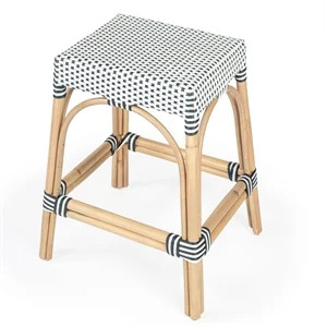 Beaumont Lane Nevy & White Rattan Counter Stool | Homesquare