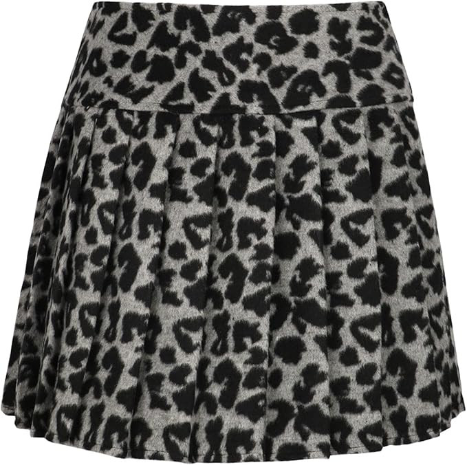 chouyatou Women's Casual Plaid High Waist A-Line Wool Pleated Short Skirt | Amazon (US)