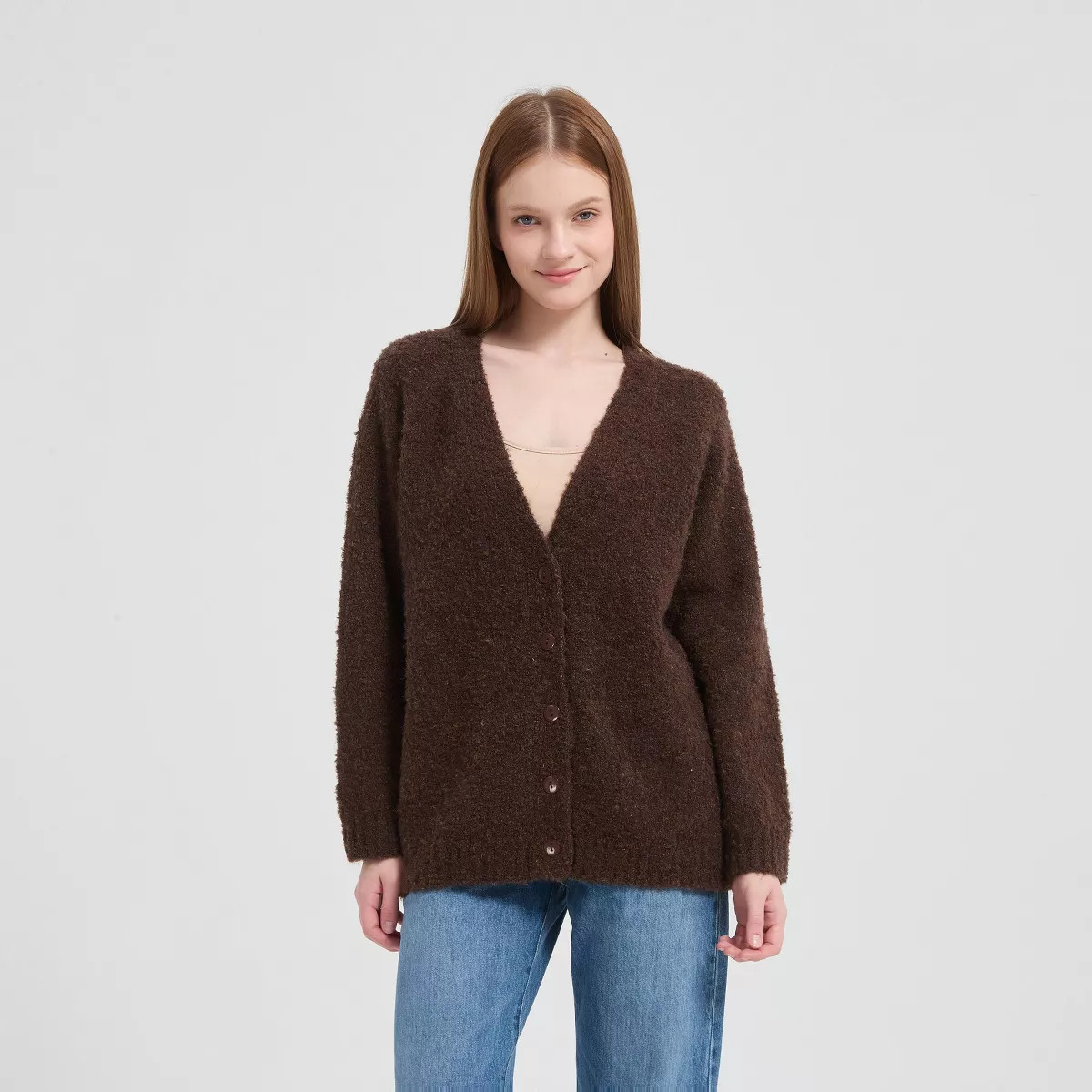 Women's Long Sleeve Relaxed V-Neck Cardigan Sweater - Universal Thread™ Ivory S | Target