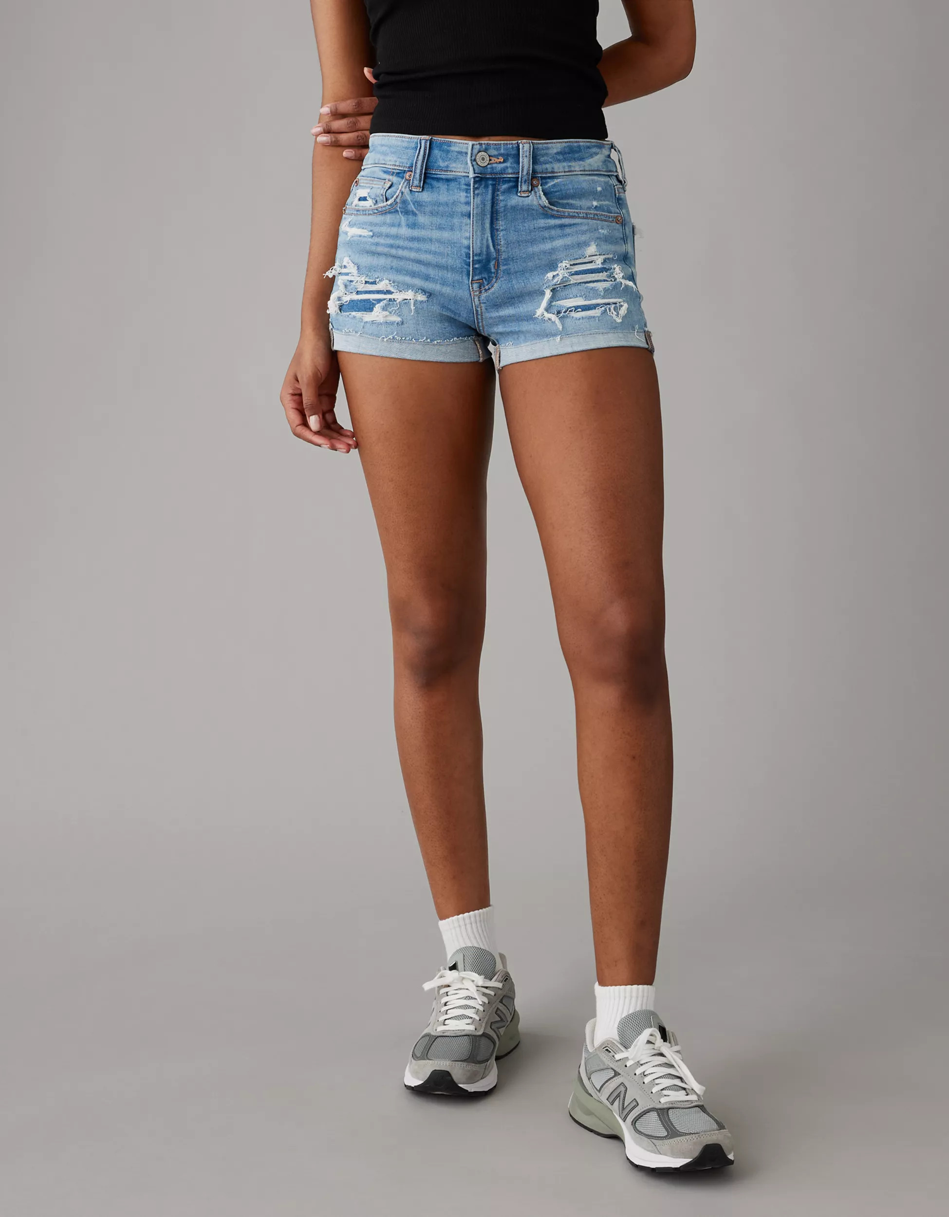 AE Next Level High-Waisted Denim Short Short | American Eagle Outfitters (US & CA)