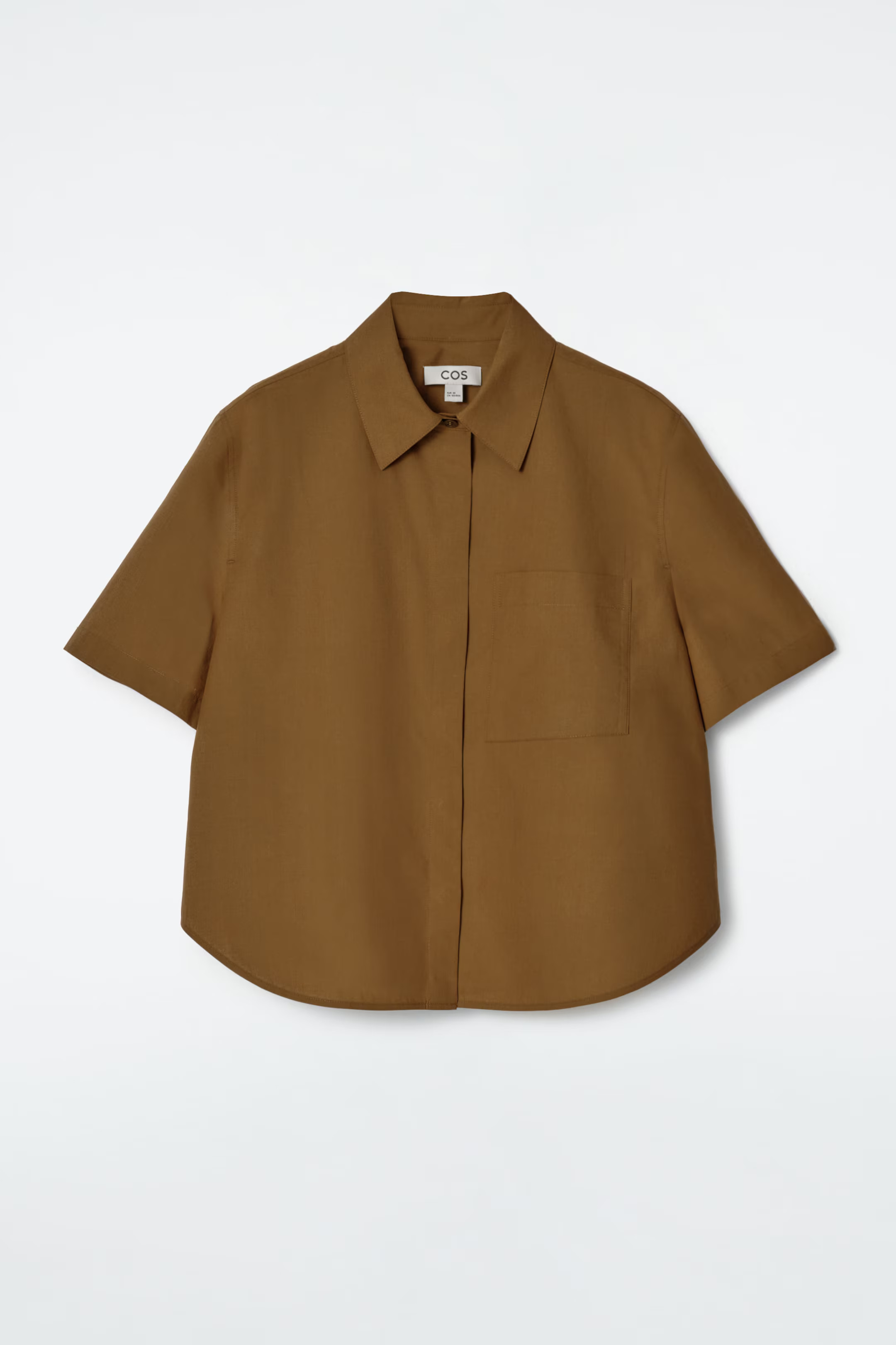 CROPPED SHORT-SLEEVED COTTON SHIRT - BROWN | COS | COS (EU)