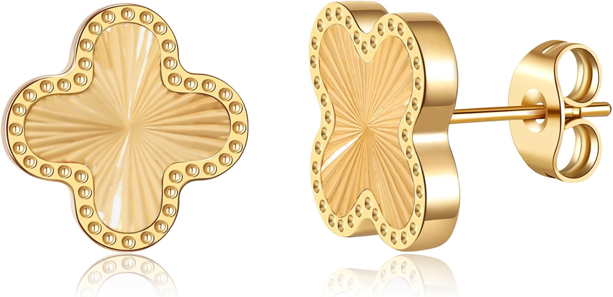 18K Gold Plated Clover Earrings for Women Four Leaf Clover Stud Earrings Lucky Dangle Earrings Fa... | Amazon (US)